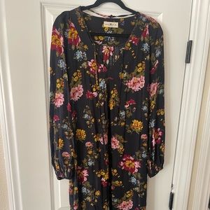 NATURAL LIFE black floral maxi w/leg slit